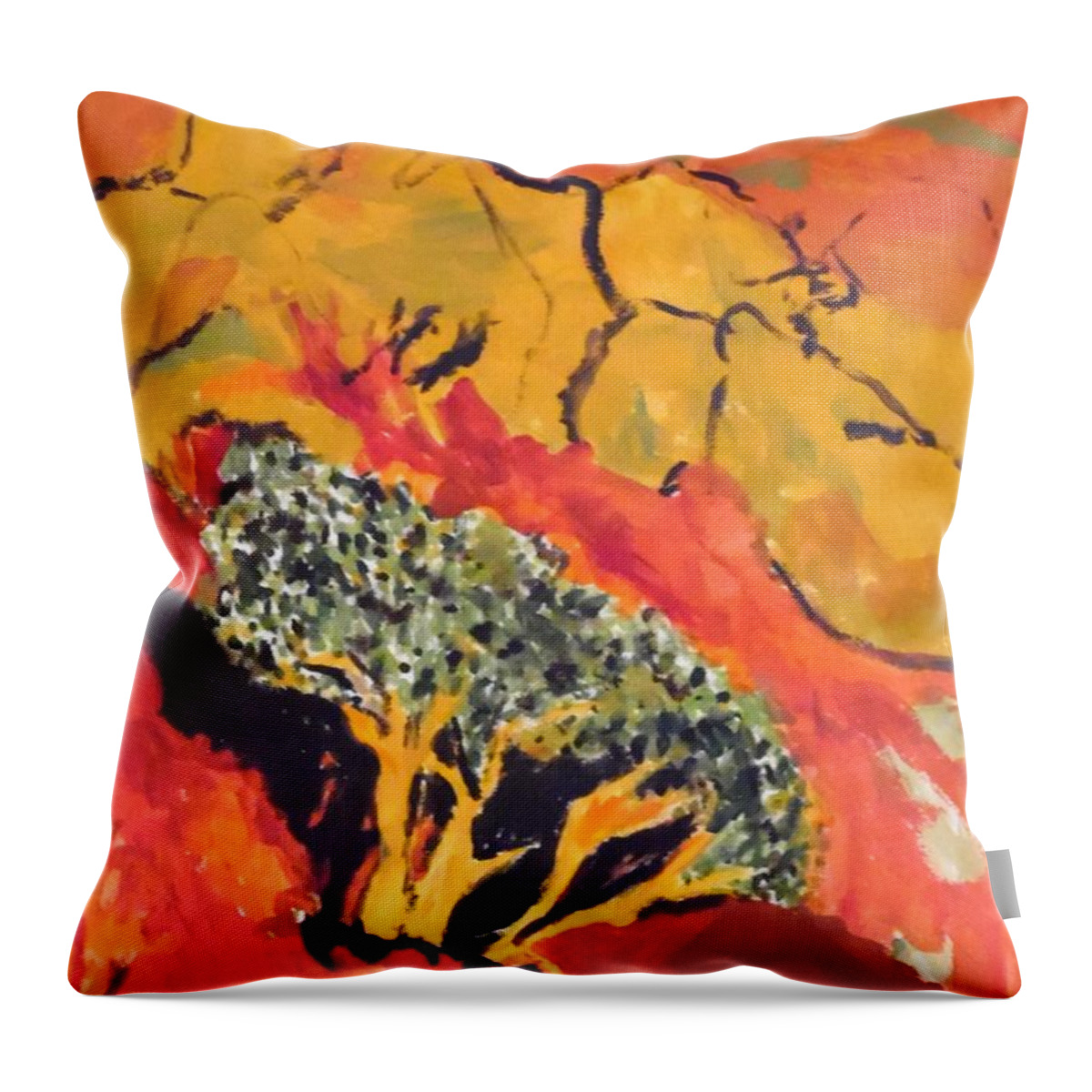 Joshua Trees In The Negev Throw Pillow featuring the painting Joshua Trees in the Negev by Esther Newman-Cohen