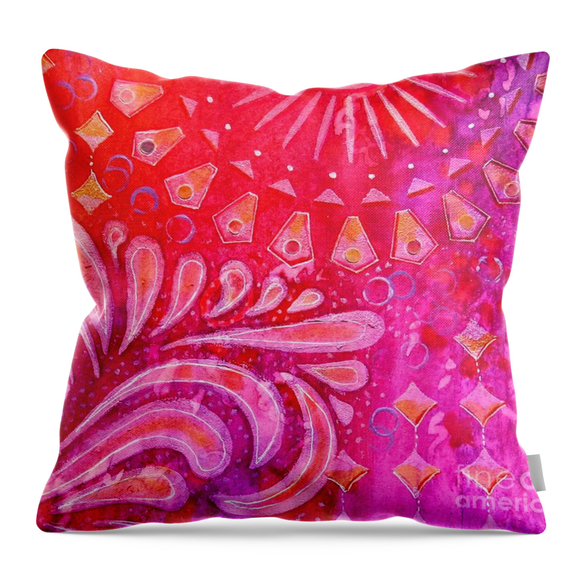 Joy Throw Pillow featuring the painting Joy in Orange and Purple by Desiree Paquette