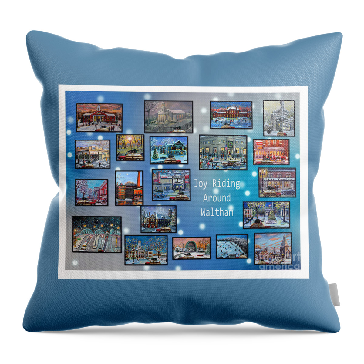 Waltham Throw Pillow featuring the painting Joy Riding Around Waltham by Rita Brown