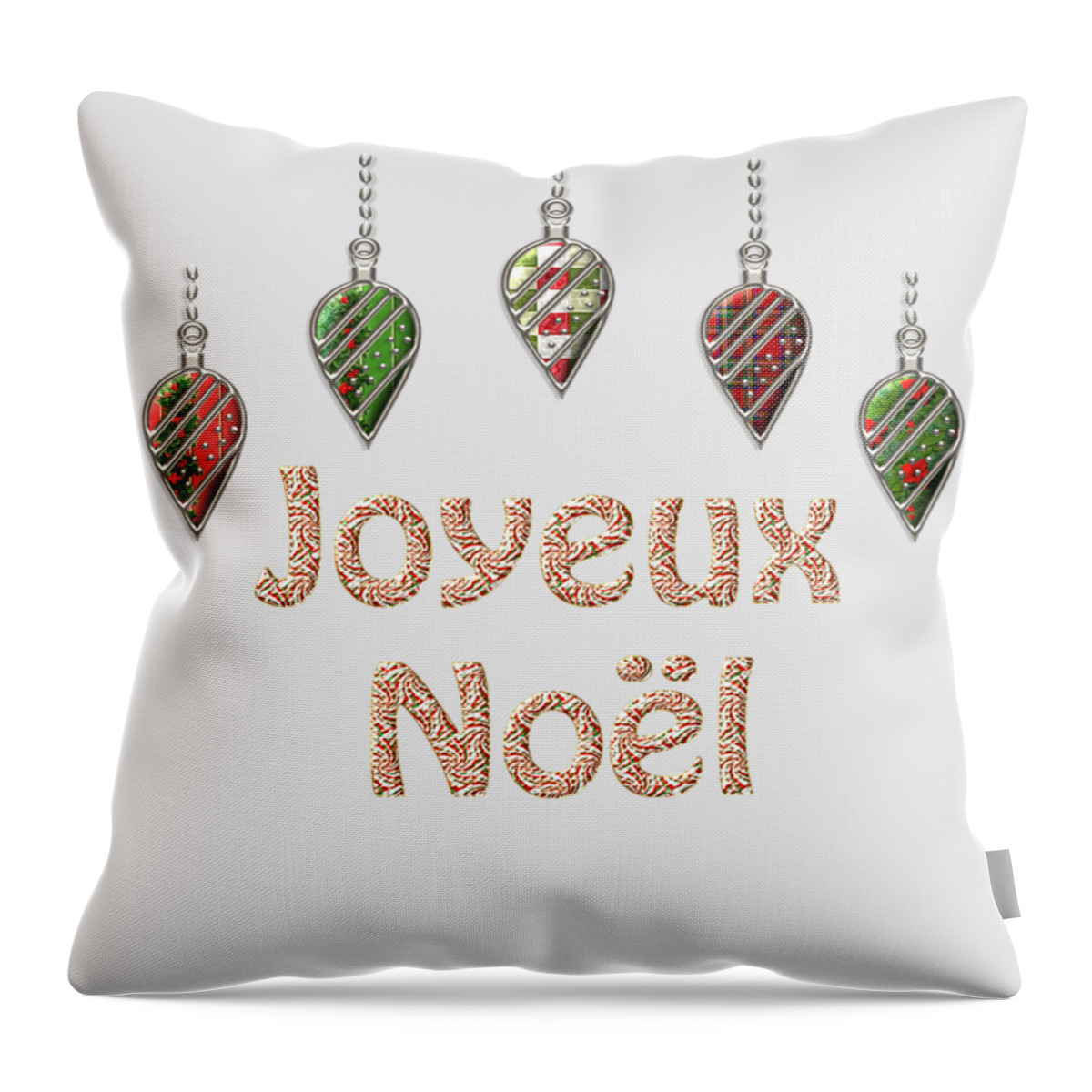 Red Throw Pillow featuring the digital art Joyeux Noel French Merry Christmas by Movie Poster Prints