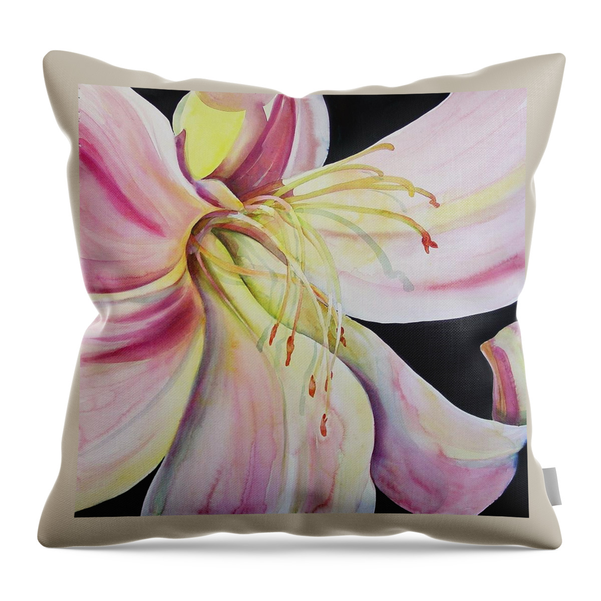 Lily Throw Pillow featuring the painting Jubilant Lily by Marlene Gremillion