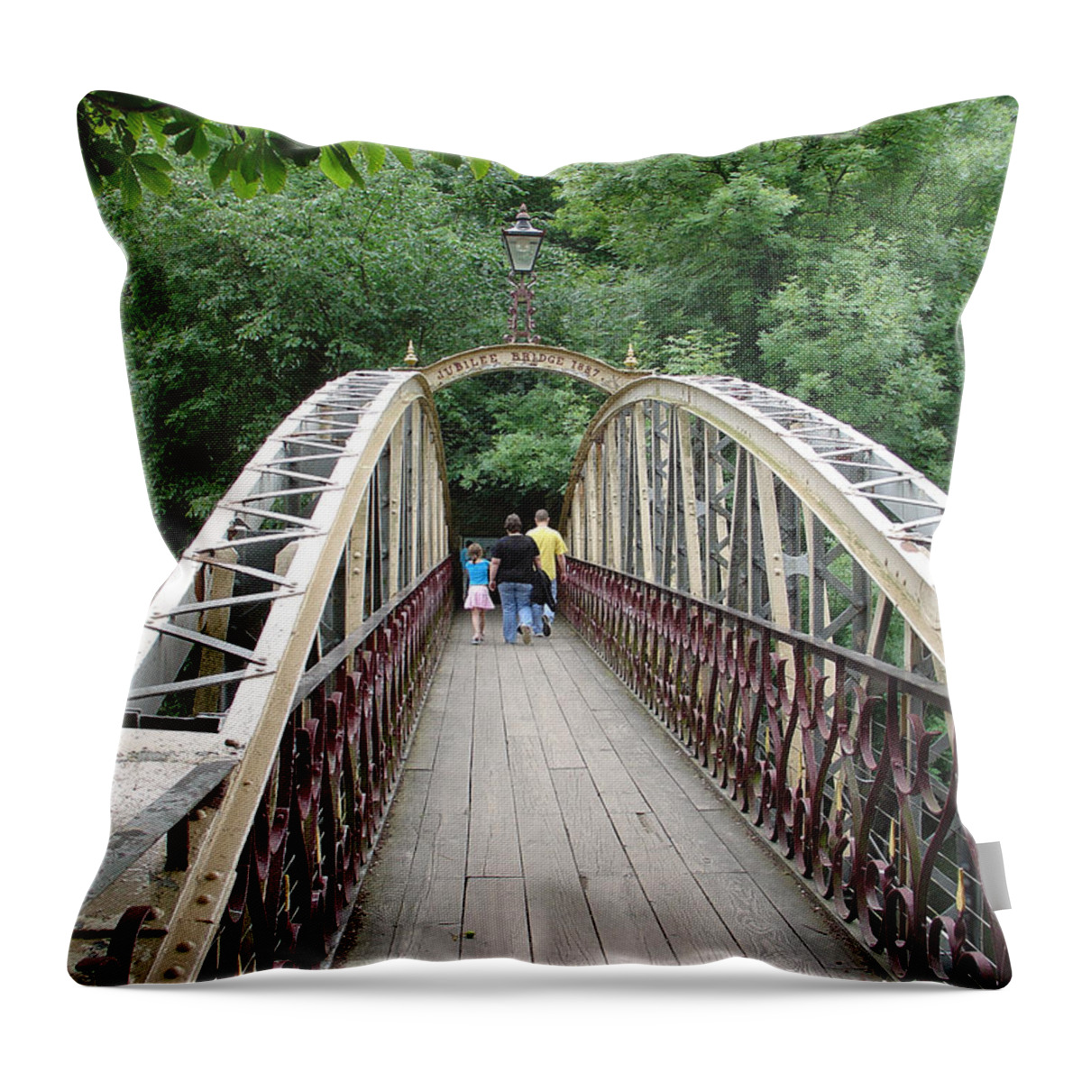 Jubilee Bridge Throw Pillow featuring the photograph Jubilee Bridge, Matlock Bath by Rod Johnson