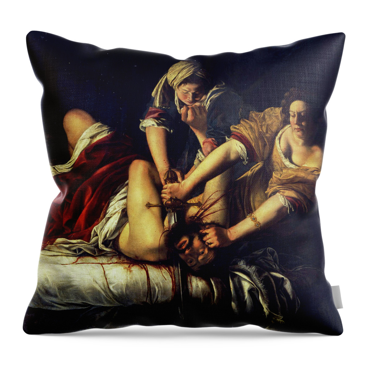 Artemisia Gentileschi Throw Pillow featuring the painting Judith Beheading Holofernes by Artemisia Gentileschi