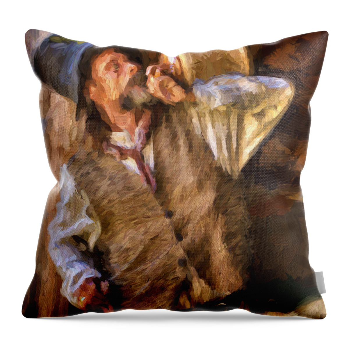 Cowboy Throw Pillow featuring the digital art Jug by Jack Milchanowski