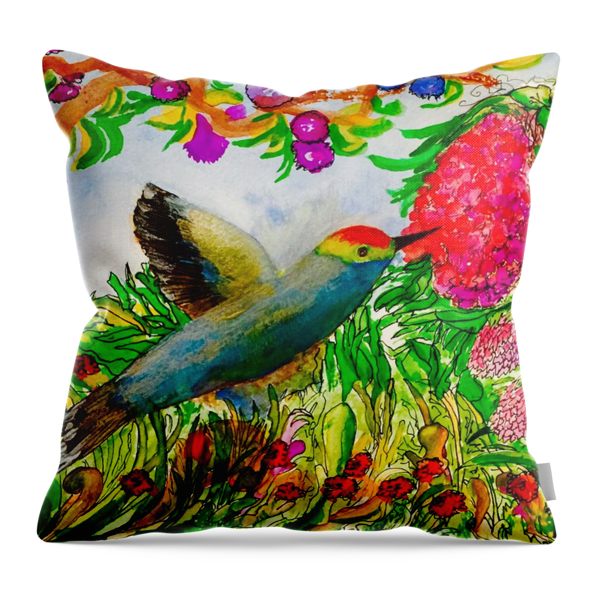 Juicy Throw Pillow featuring the painting Juicy Succulent Cuisine by Kenlynn Schroeder