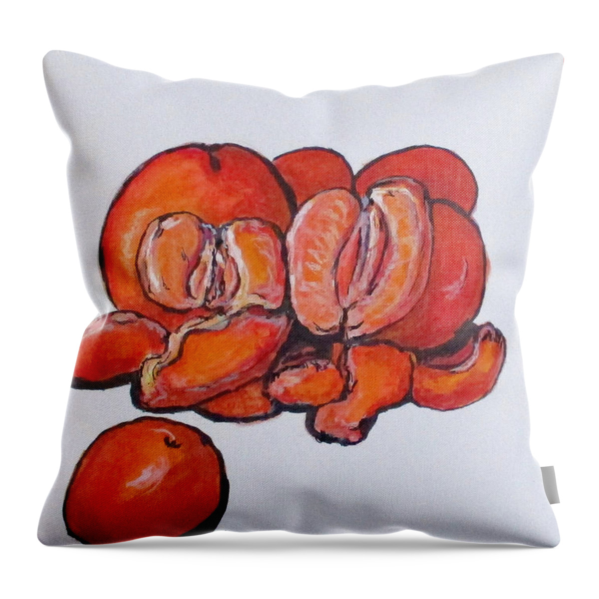 Fruit Throw Pillow featuring the painting juicy Tangerines by Clyde J Kell