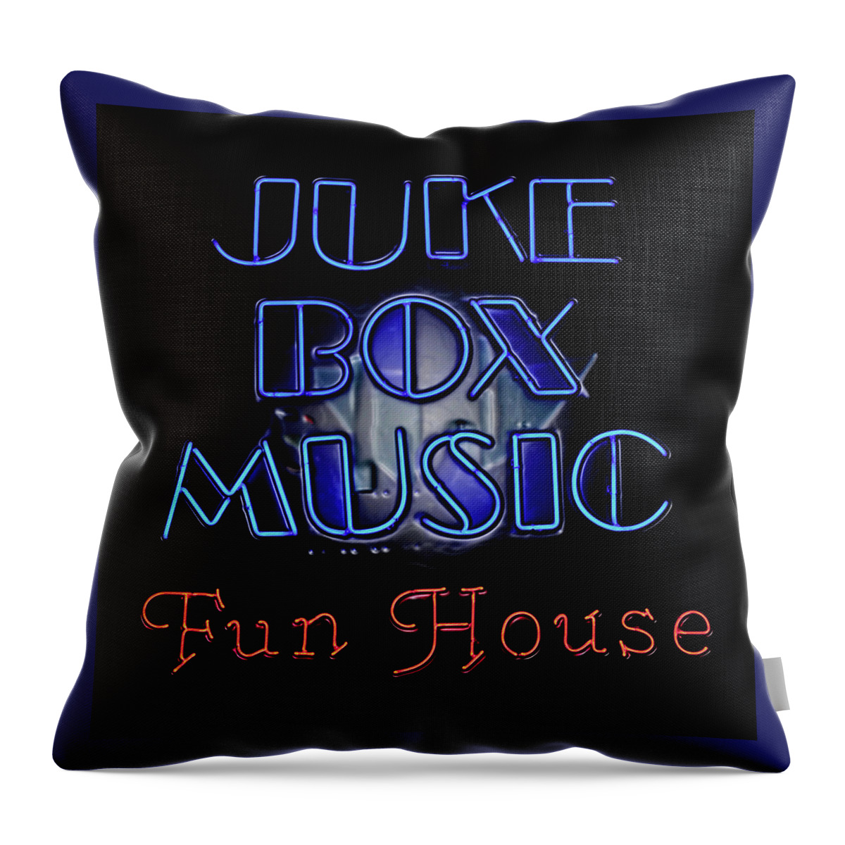 Fun Throw Pillow featuring the photograph Juke Box Neon by David and Carol Kelly