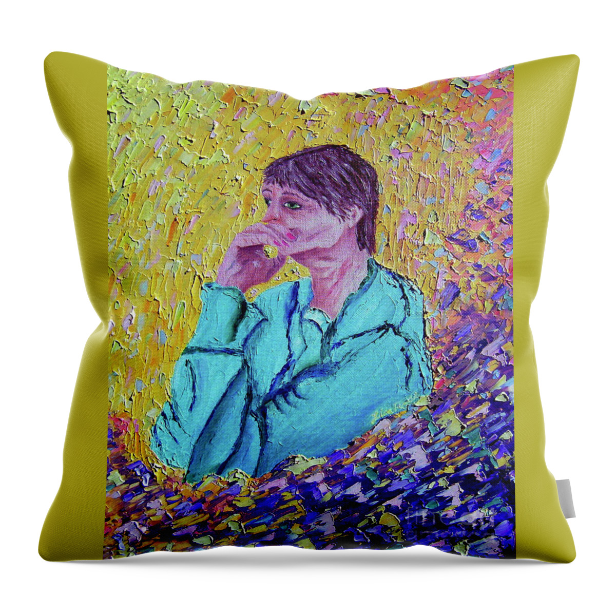 Aging Throw Pillow featuring the painting Julia by Lisa Rose Musselwhite