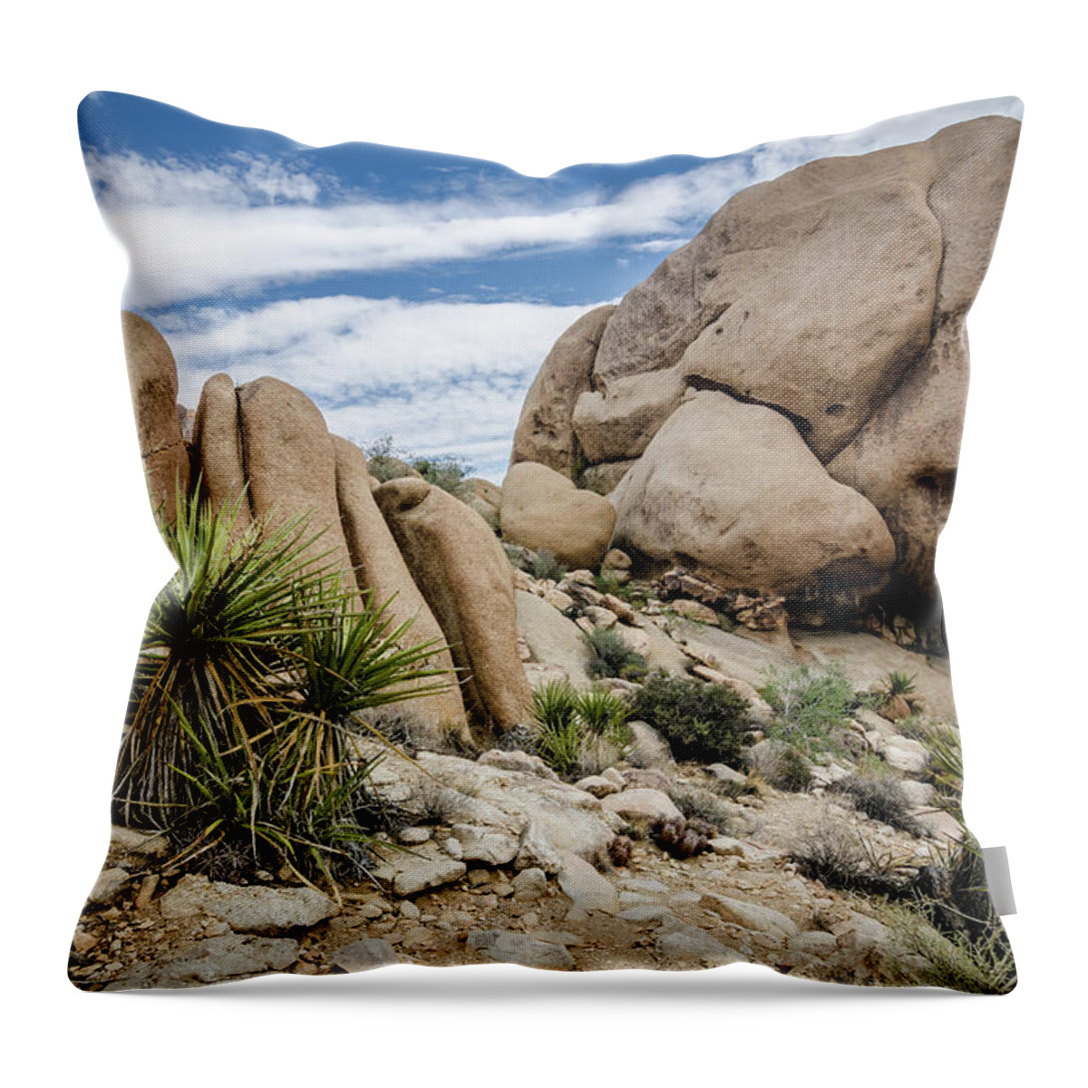 Joshua Tree Throw Pillow featuring the photograph Jumbo Rocks by Margaret Pitcher