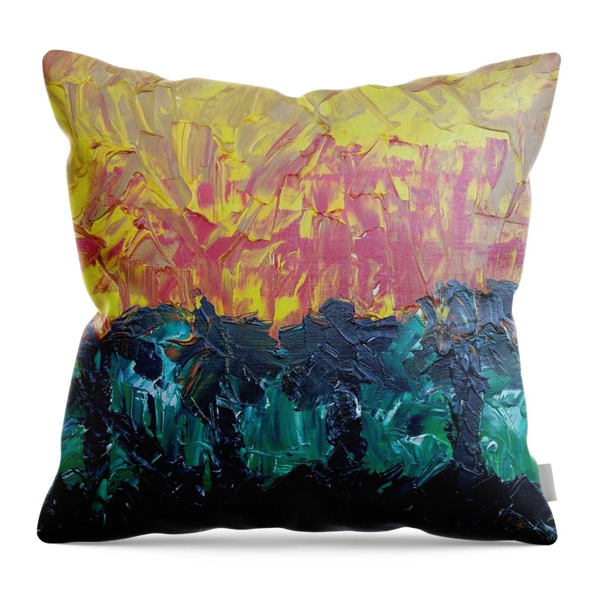 Canvas Throw Pillow featuring the painting Jungle Fire by Peter Nervo