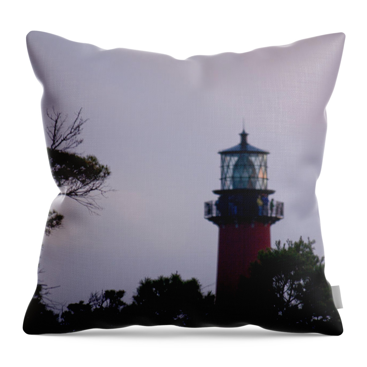 Jupiter Inlet Throw Pillow featuring the photograph Jupiter Lighthouse by Donna Walsh
