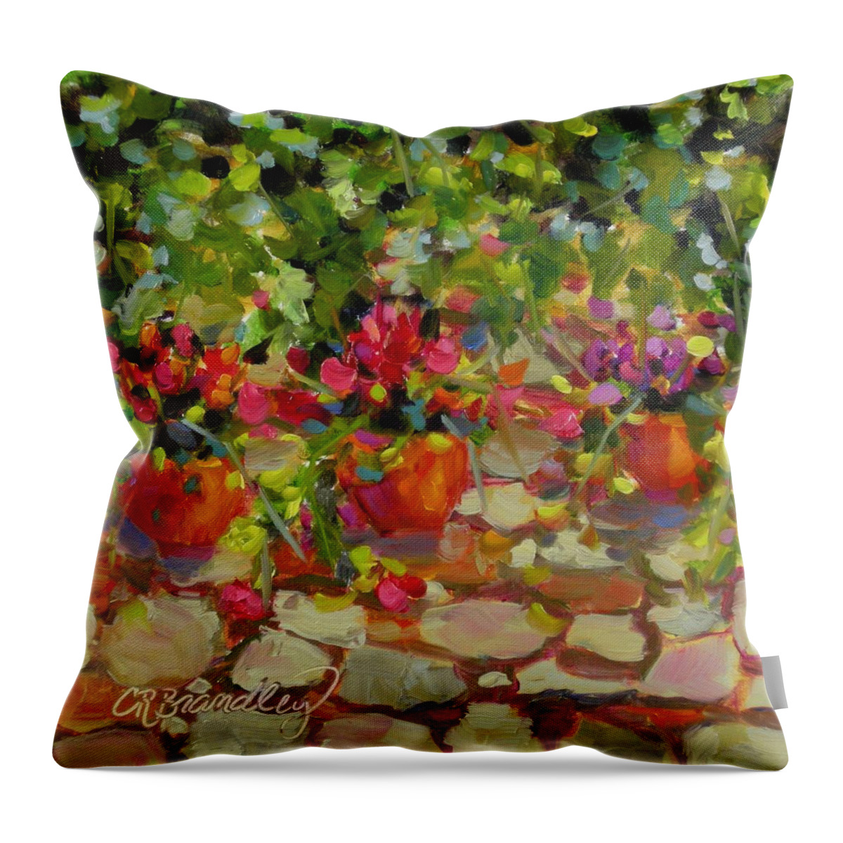 Tuscany Throw Pillow featuring the painting Just Another Wall in Tuscany by Chris Brandley