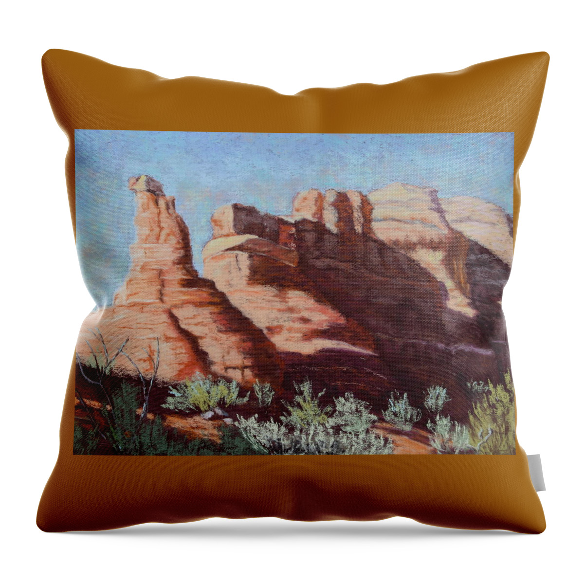 Sedona Throw Pillow featuring the painting Just Before Dusk by Nancy Jolley