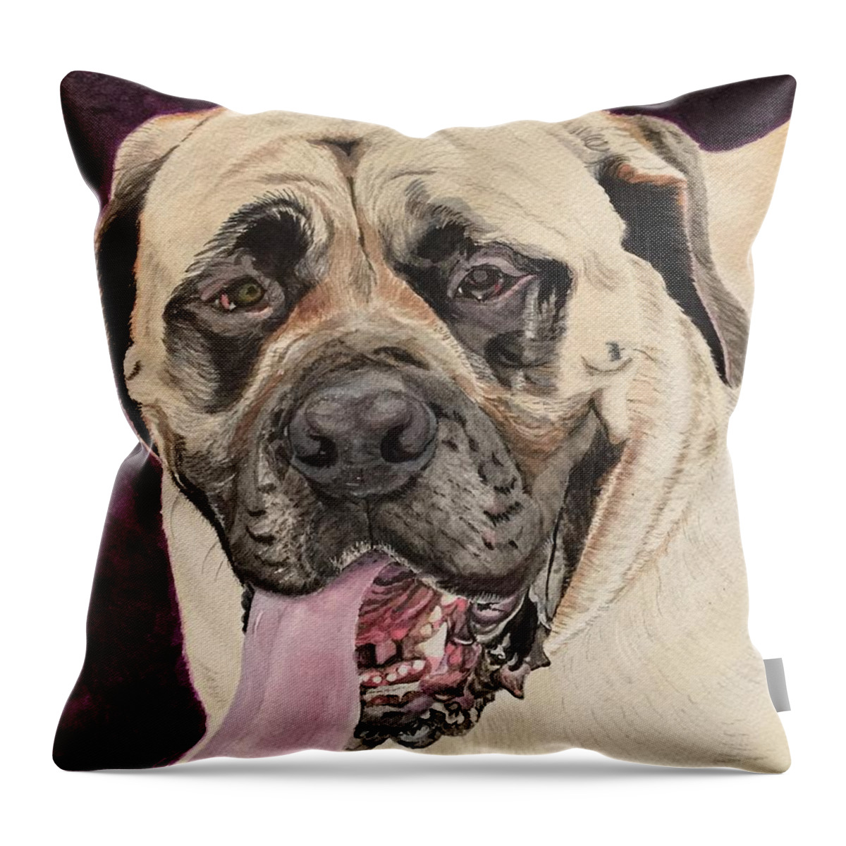 Bullmastiff Throw Pillow featuring the painting Just Chill'n by Sonja Jones