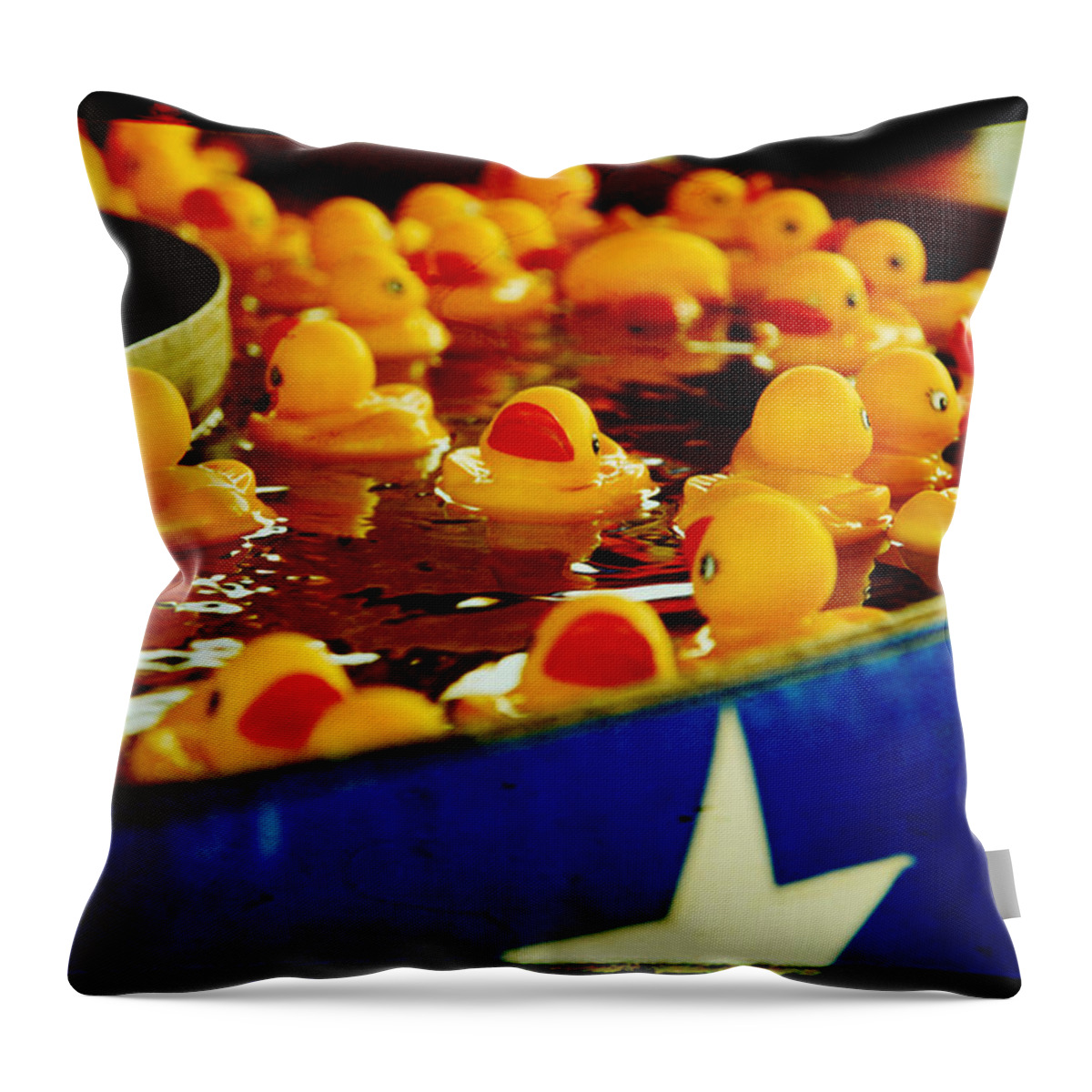 Rubber Ducks Throw Pillow featuring the photograph Just Ducky by Toni Hopper