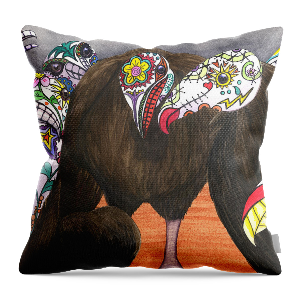 Vulture Throw Pillow featuring the painting Just love the Holidays by Catherine G McElroy