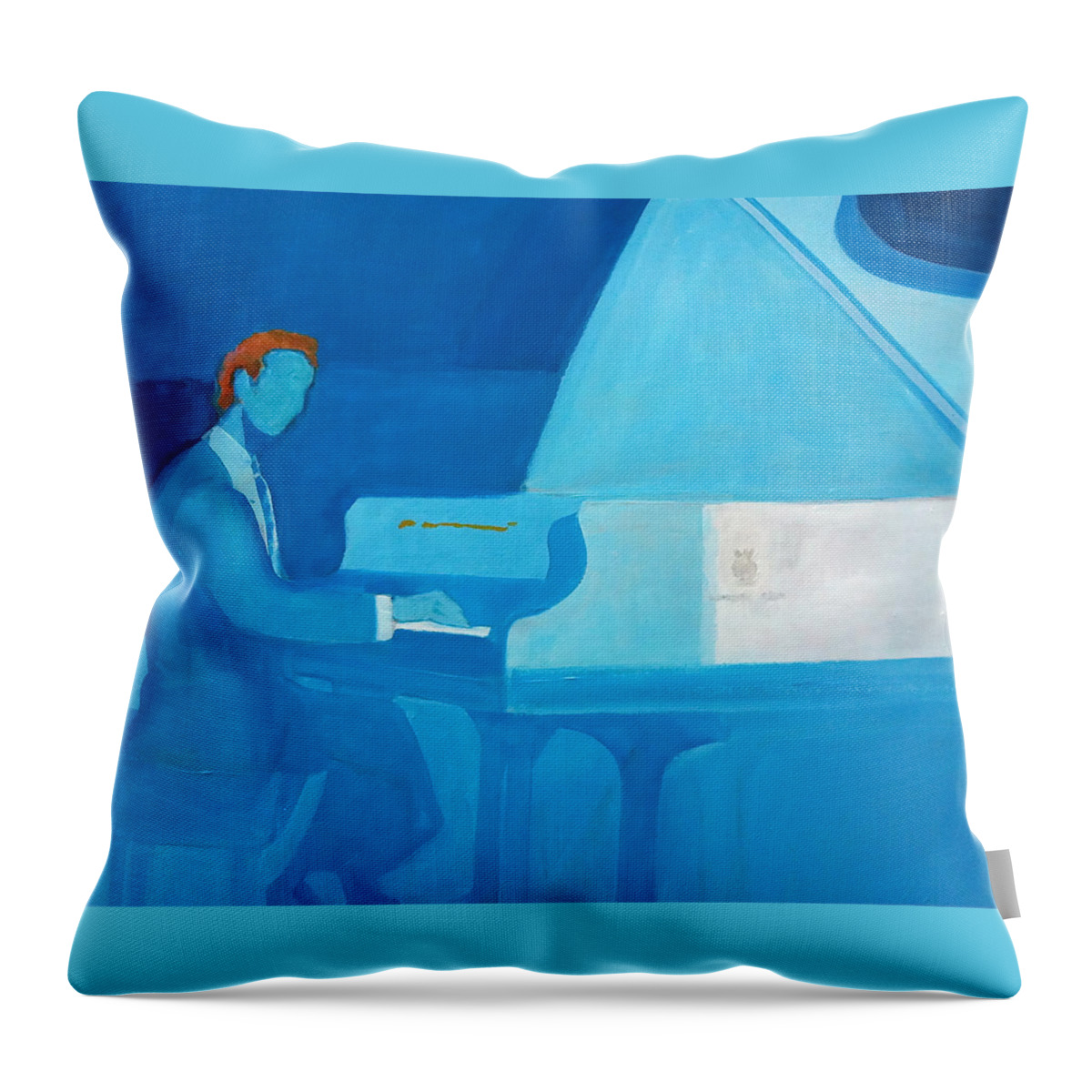 Blue Piano Throw Pillow featuring the painting Justin Levitt Steinway Piano Blue by Suzanne Giuriati Cerny