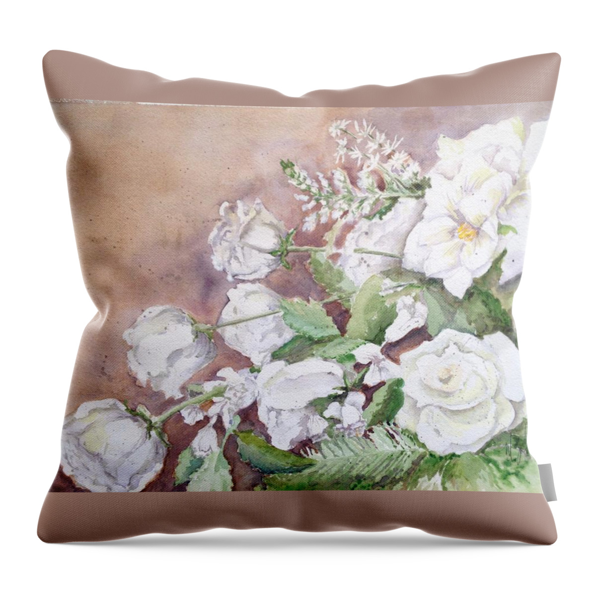 Water Color Throw Pillow featuring the painting Justin's Flowers by Marilyn Zalatan