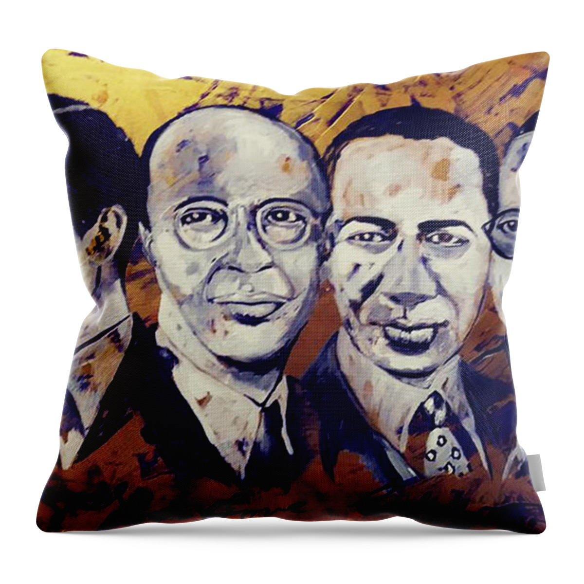 Omega Psi Phi Founders Throw Pillow featuring the painting Justlovecoopercoleman by Femme Blaicasso