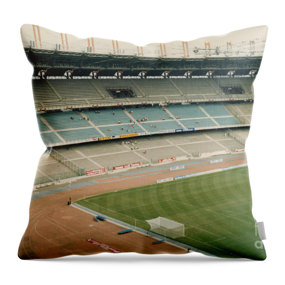  Throw Pillow featuring the photograph Juventus - Stadio delle Alpi - Noth Stand 1 - September 1997 by Legendary Football Grounds