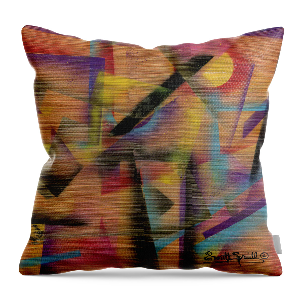 Everett Spruill Throw Pillow featuring the painting Juxtaposition - c by Everett Spruill