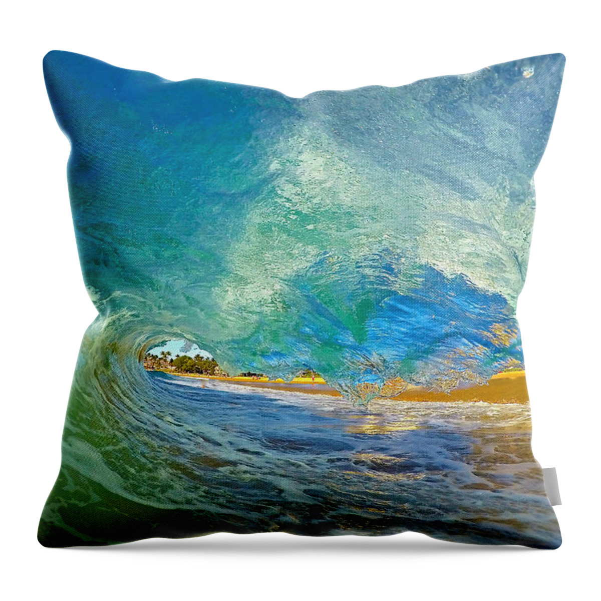 Kaanapali Maui Hawaii Seascape Ocean Wave Shorebreak Throw Pillow featuring the photograph Kaanapali Wave by James Roemmling