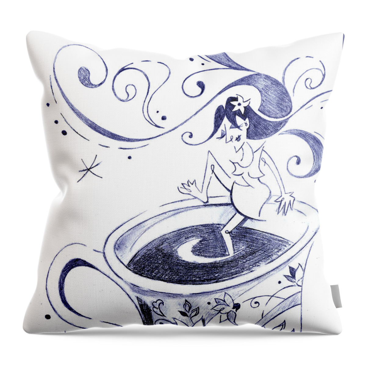 Coffee Throw Pillow featuring the drawing Kaffee - Arte Cafe - Coffee Cup Drawing by Arte Venezia