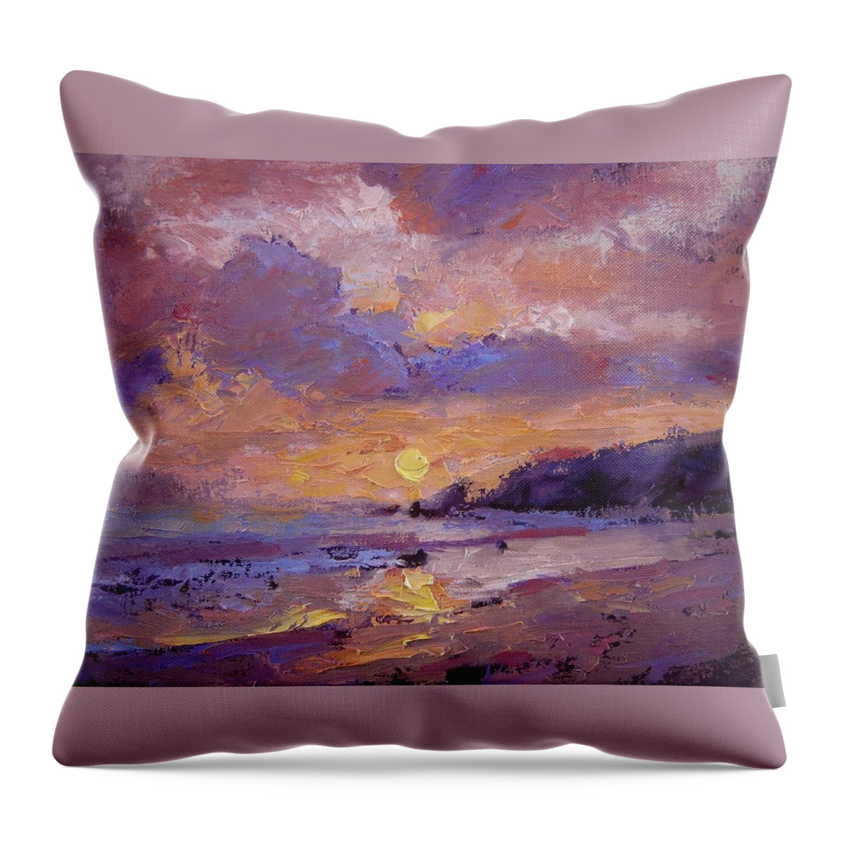 Sunrise Throw Pillow featuring the painting Kailua Oahu sunrise by R W Goetting