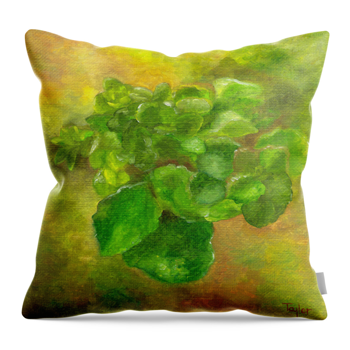 Flowers Throw Pillow featuring the painting Kalanchoe by FT McKinstry