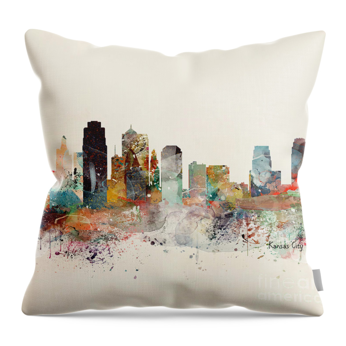 Kansas City Throw Pillow featuring the painting Kansas City Missouri by Bri Buckley