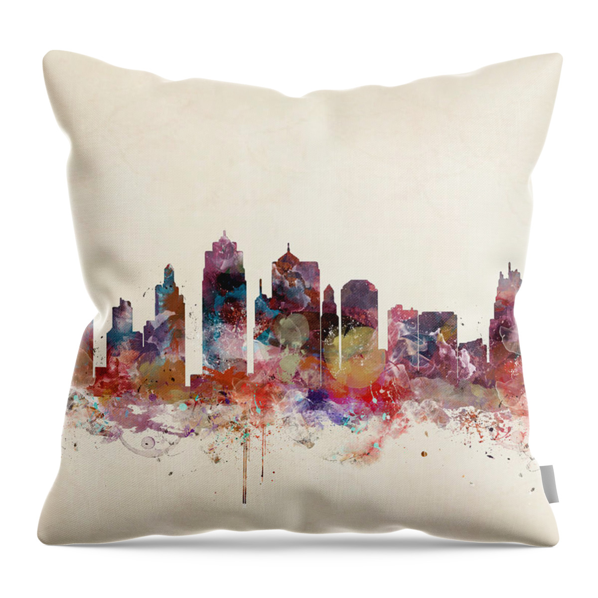 Kansas City Throw Pillow featuring the painting Kansas City Missouri Skyline by Bri Buckley