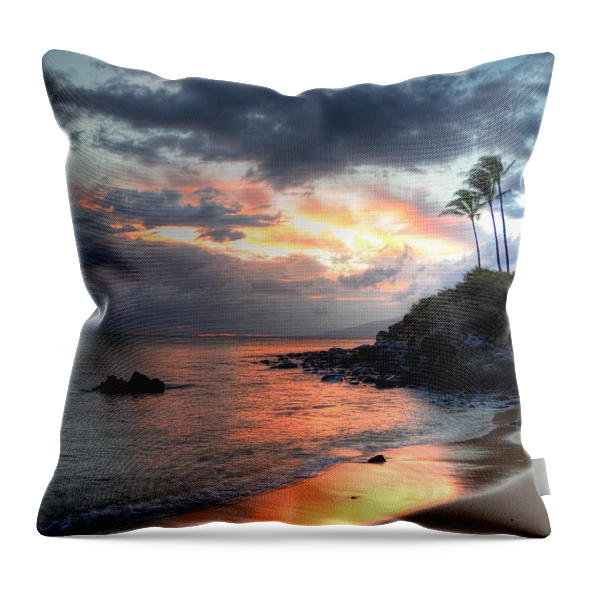Kapalua Bay Throw Pillow featuring the photograph Kapalua Sunset by Kelly Wade
