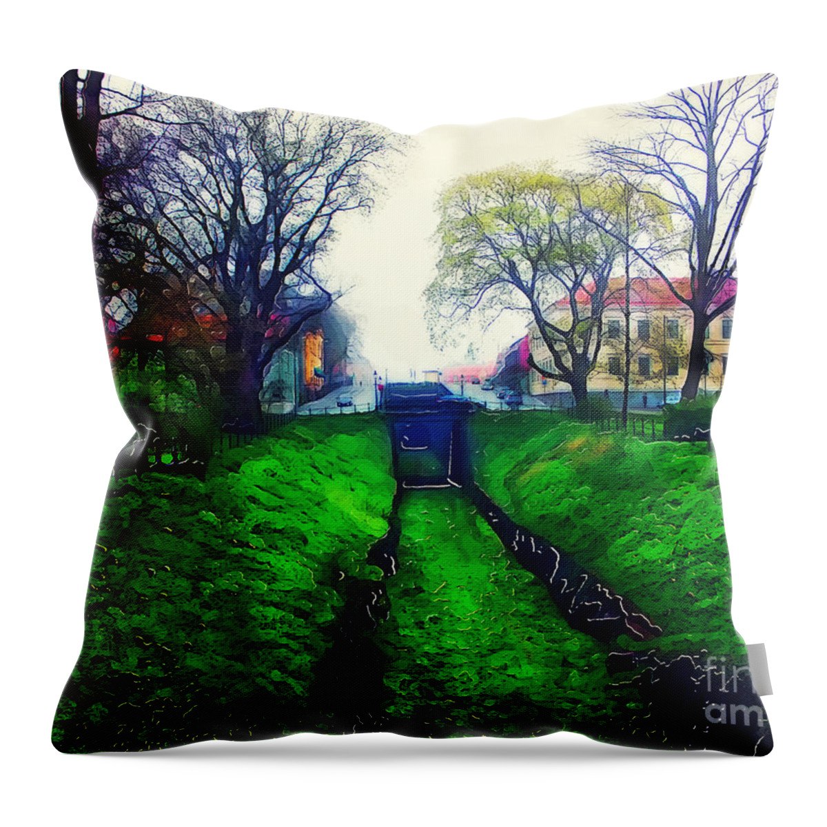 Karlskrona Throw Pillow featuring the painting Karlskrona 4 watercolor painting by Justyna Jaszke JBJart