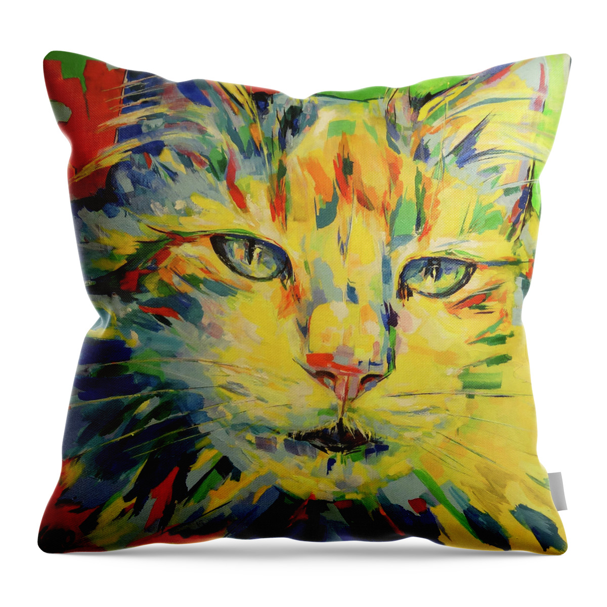 Cat Throw Pillow featuring the painting Minina by Koro Arandia