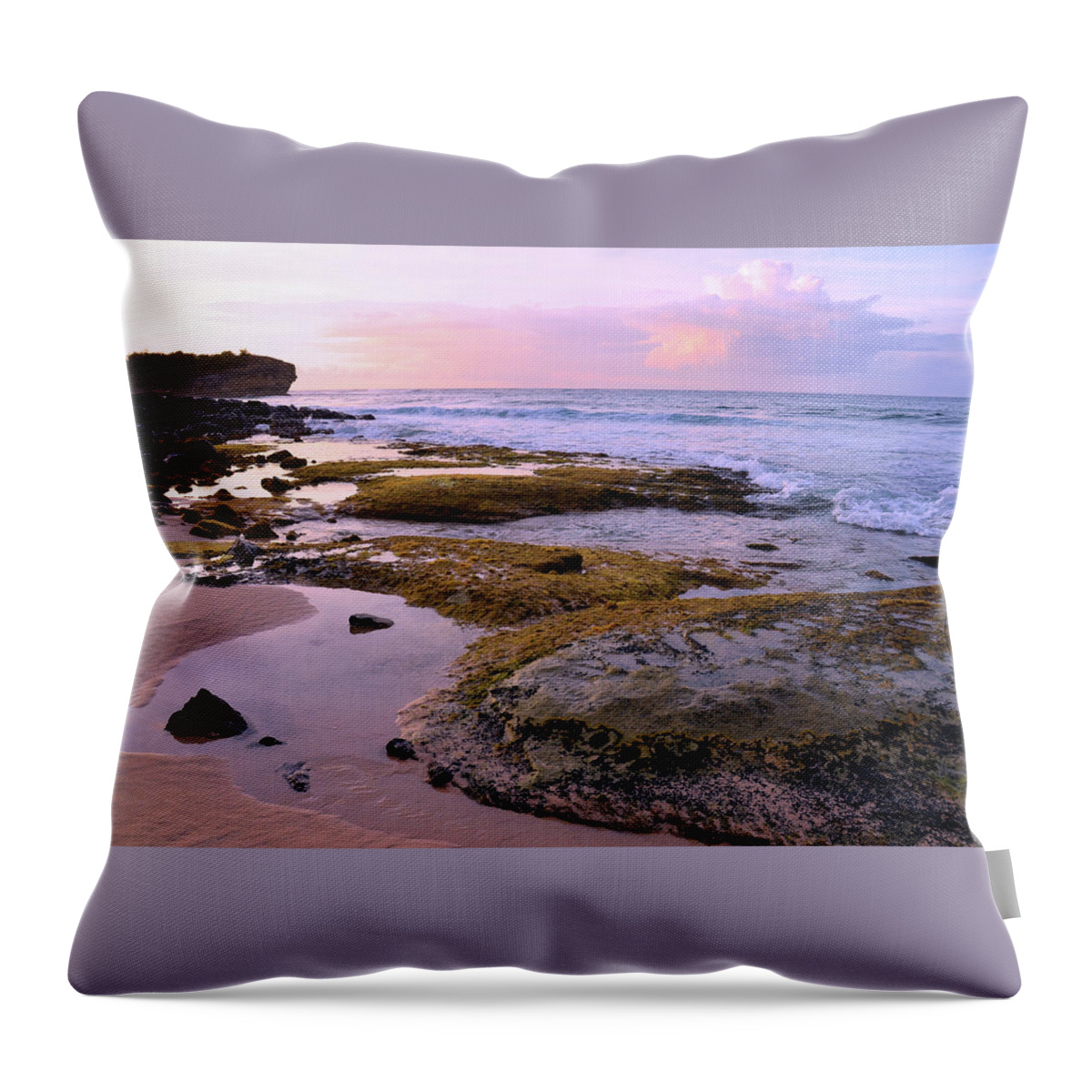 Hawaii Throw Pillow featuring the photograph Kauai Tide Pools at Dawn by Marie Hicks