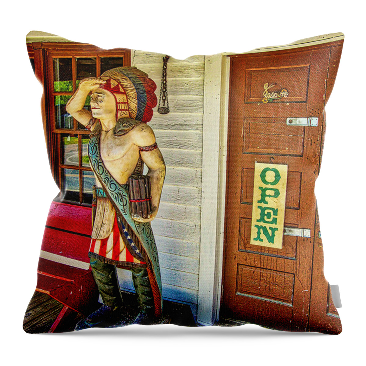 Wooden Indian Throw Pillow featuring the photograph Kawliga by Dale R Carlson
