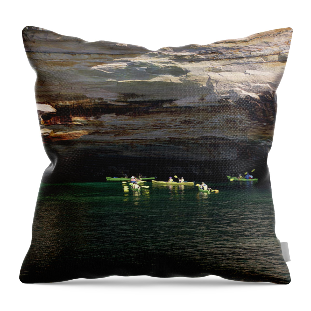 Kayaking Throw Pillow featuring the photograph Kayaking Pictured Rocks National Lakeshore Upper Peninsula Michigan 23 by Thomas Woolworth