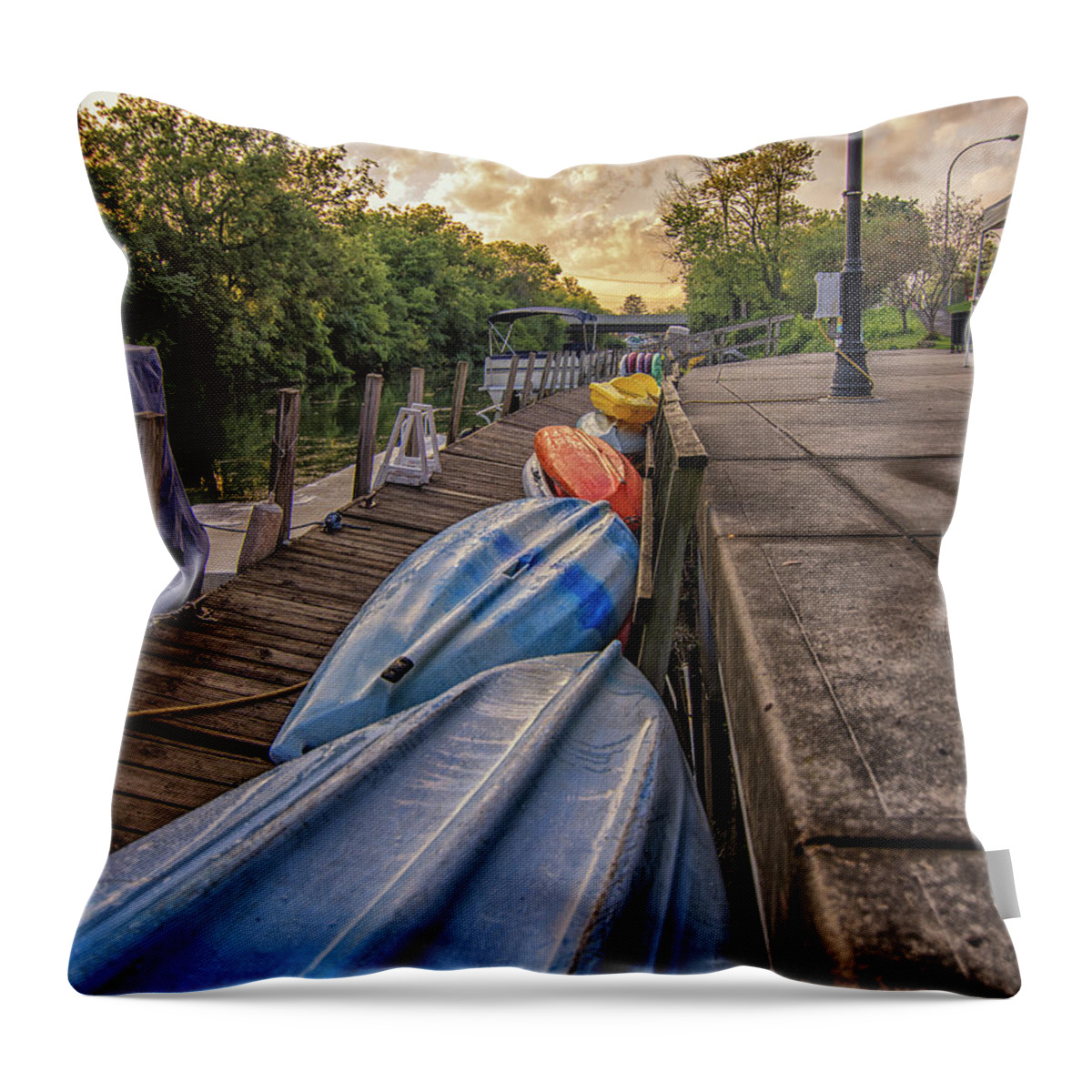 Kayak Throw Pillow featuring the photograph Kayaks by Deborah Ritch