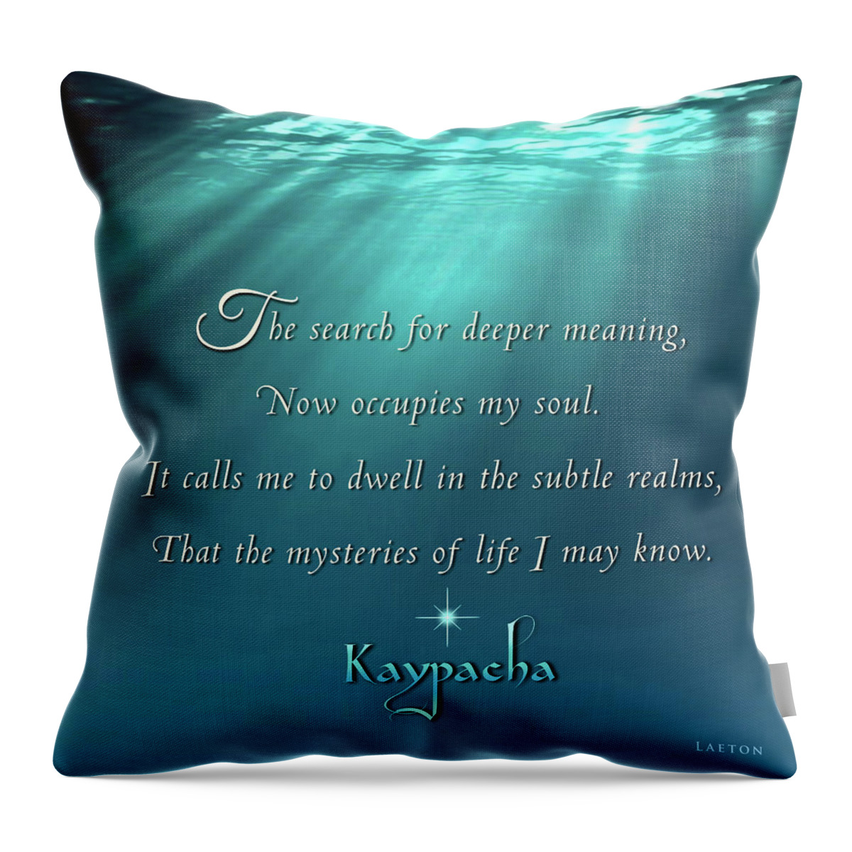 Age Of Aquarius Throw Pillow featuring the mixed media Kaypacha's mantra 4.27.2016 by Richard Laeton
