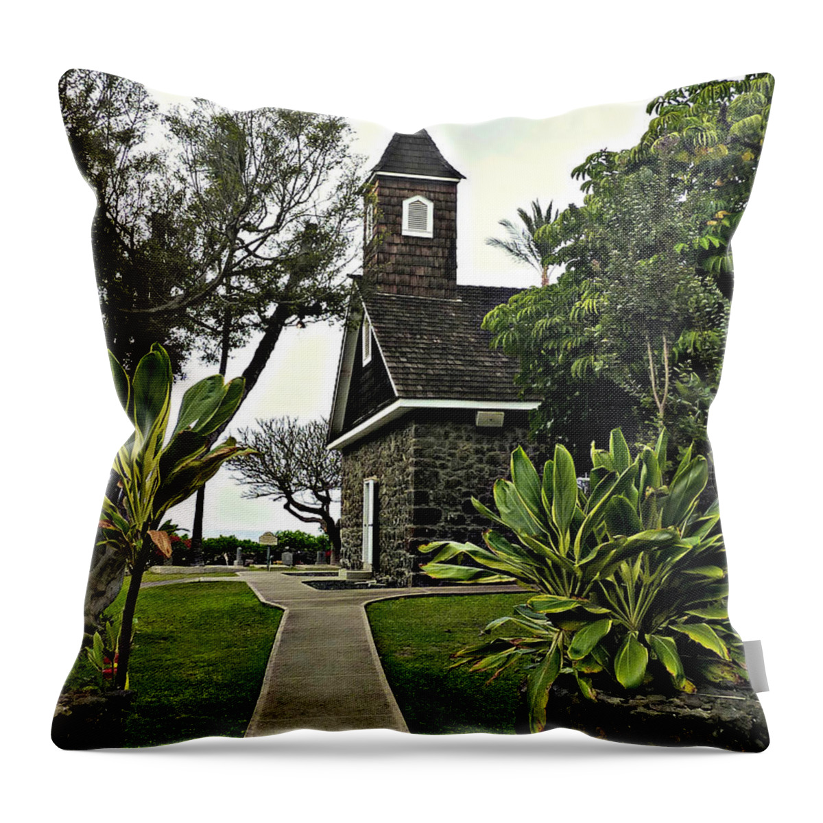 Hawaii Throw Pillow featuring the photograph Keawala'i Congregational Church by Jo Sheehan