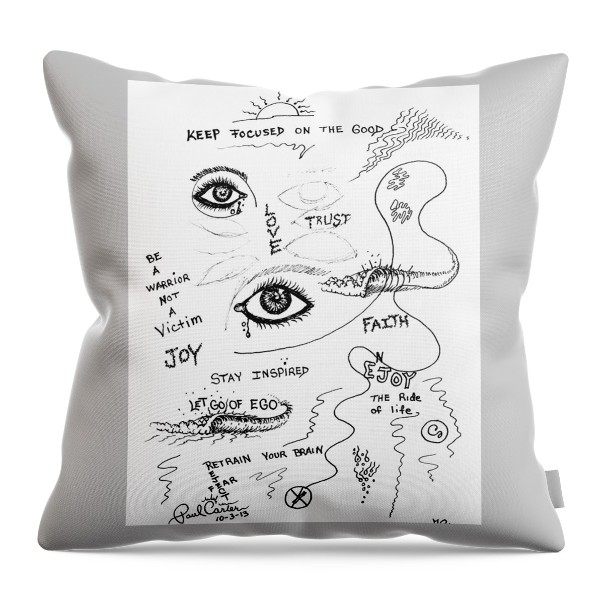 Paulcarterart Throw Pillow featuring the drawing Keep focused by Paul Carter