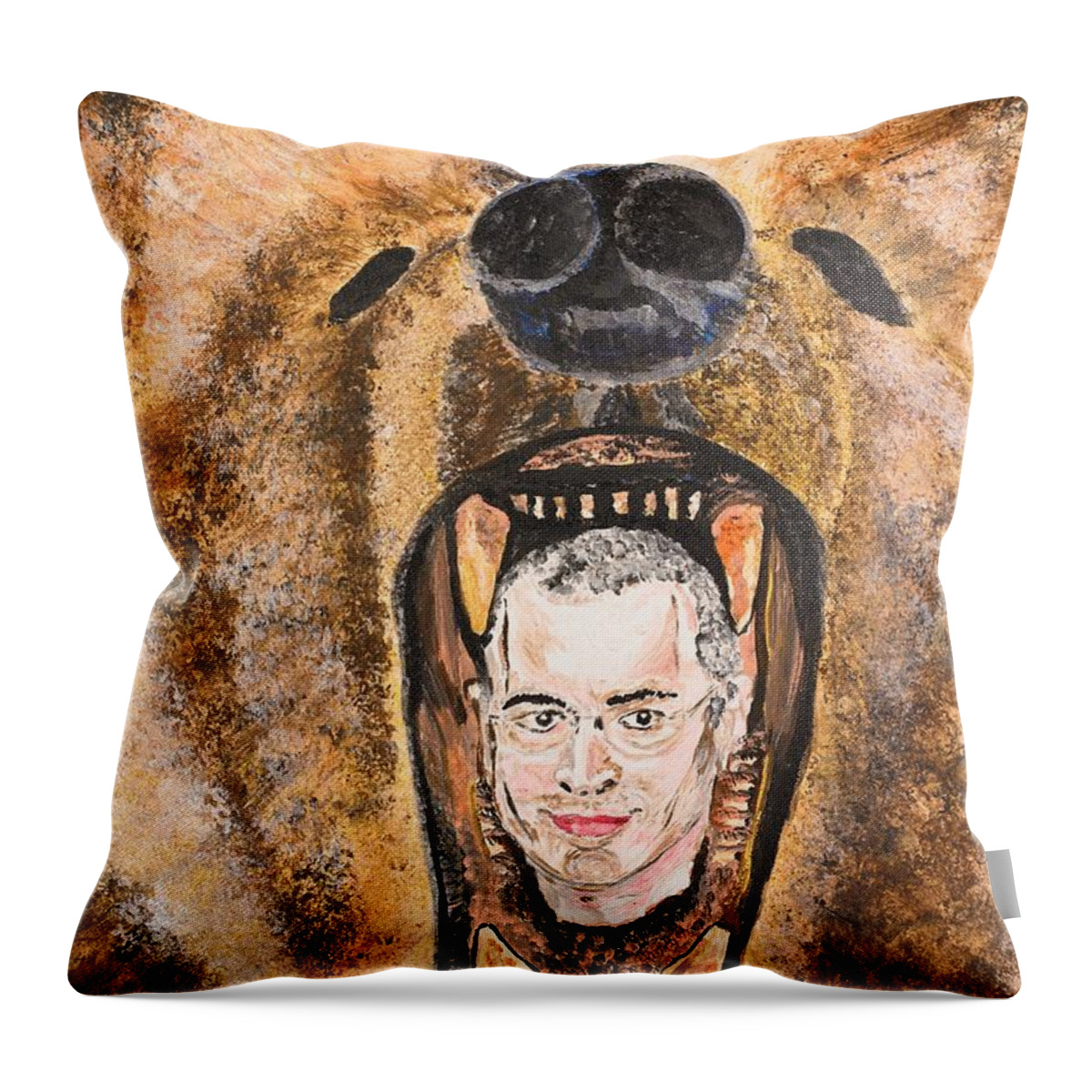 Mikhail Khodorkovsky Throw Pillow featuring the painting Keep smiling by Valerie Ornstein