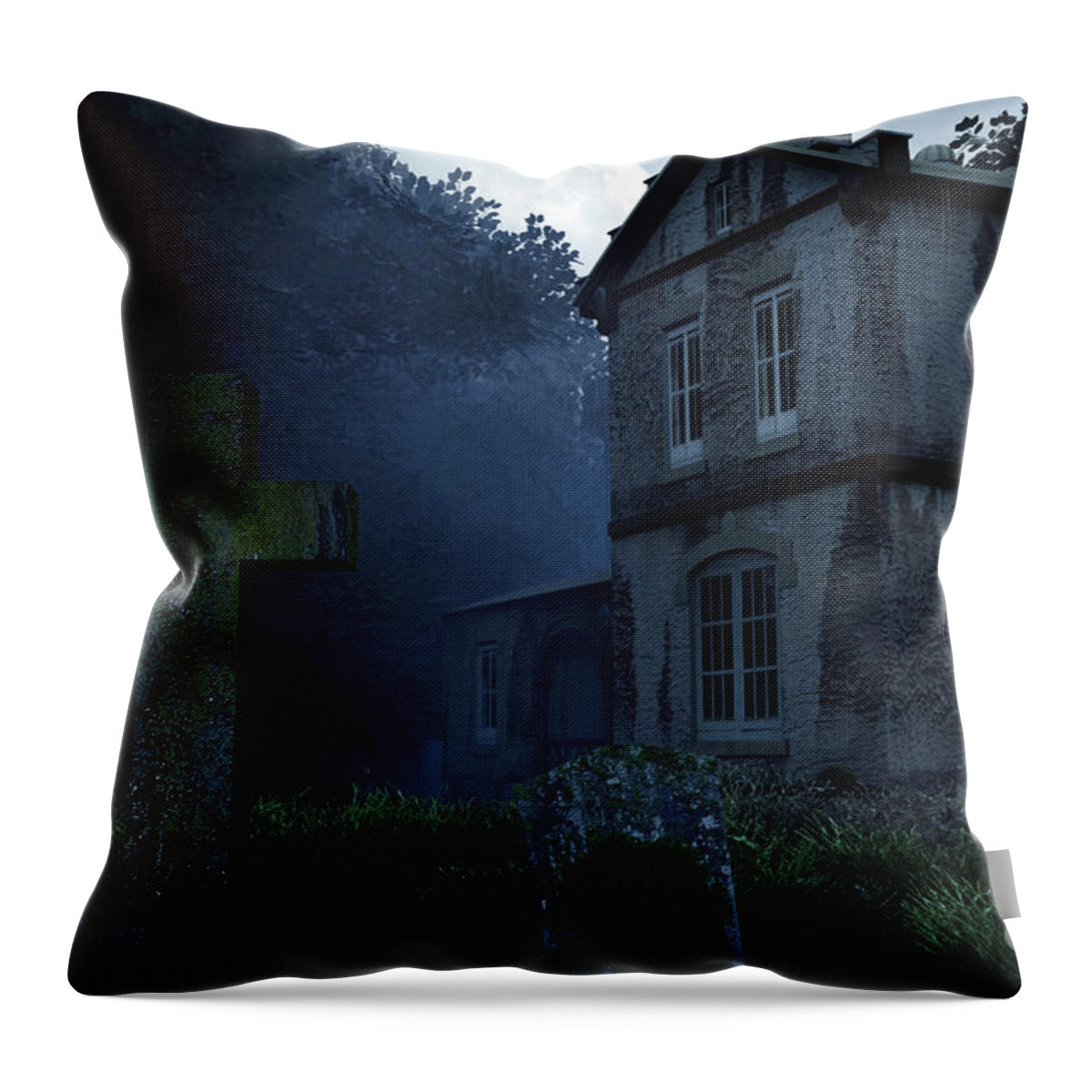 Dark Throw Pillow featuring the digital art Keepers of the Manor by Richard Rizzo