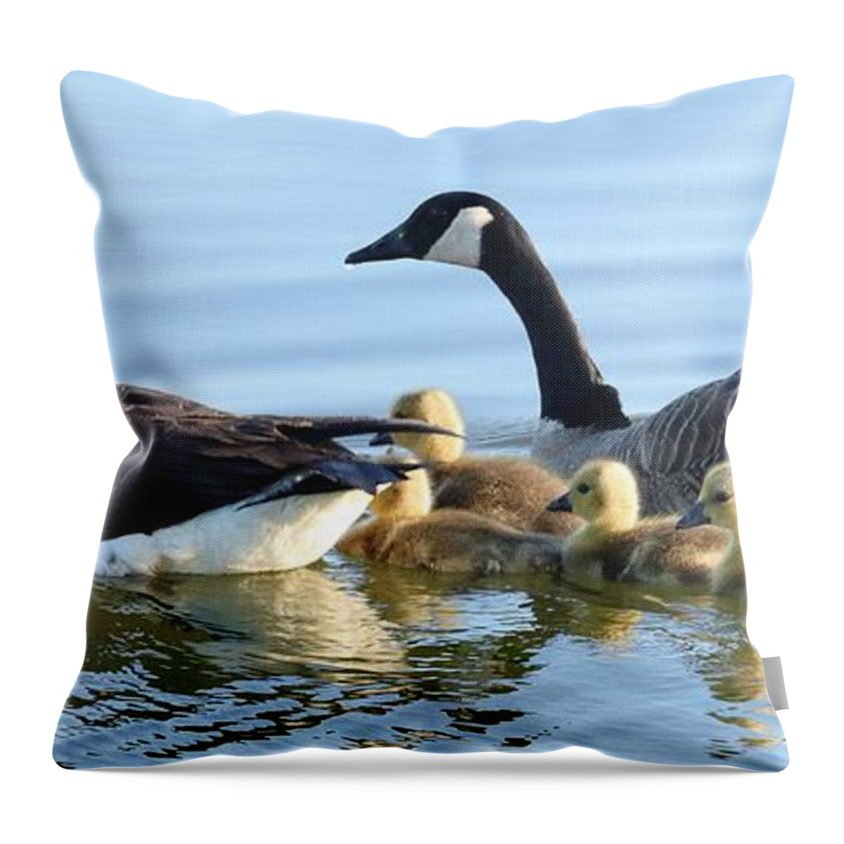 Canada Geese Throw Pillow featuring the photograph Keeping Them Safe by I'ina Van Lawick