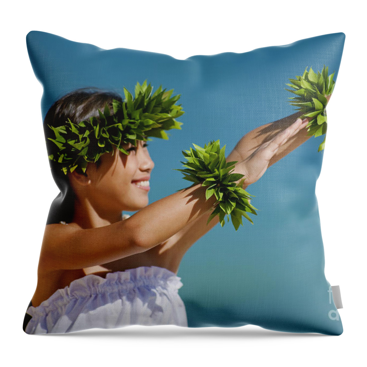 Aloha Throw Pillow featuring the photograph Keiki Hula by Ron Dahlquist - Printscapes