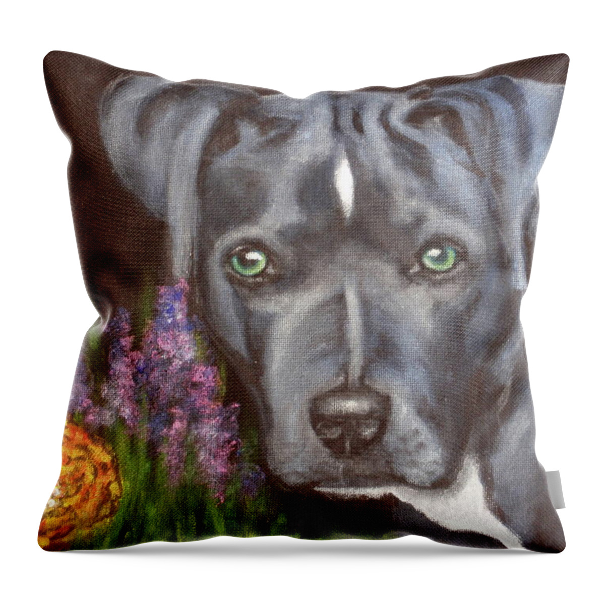 Blue Dog Throw Pillow featuring the painting Kennedy by Carol Russell