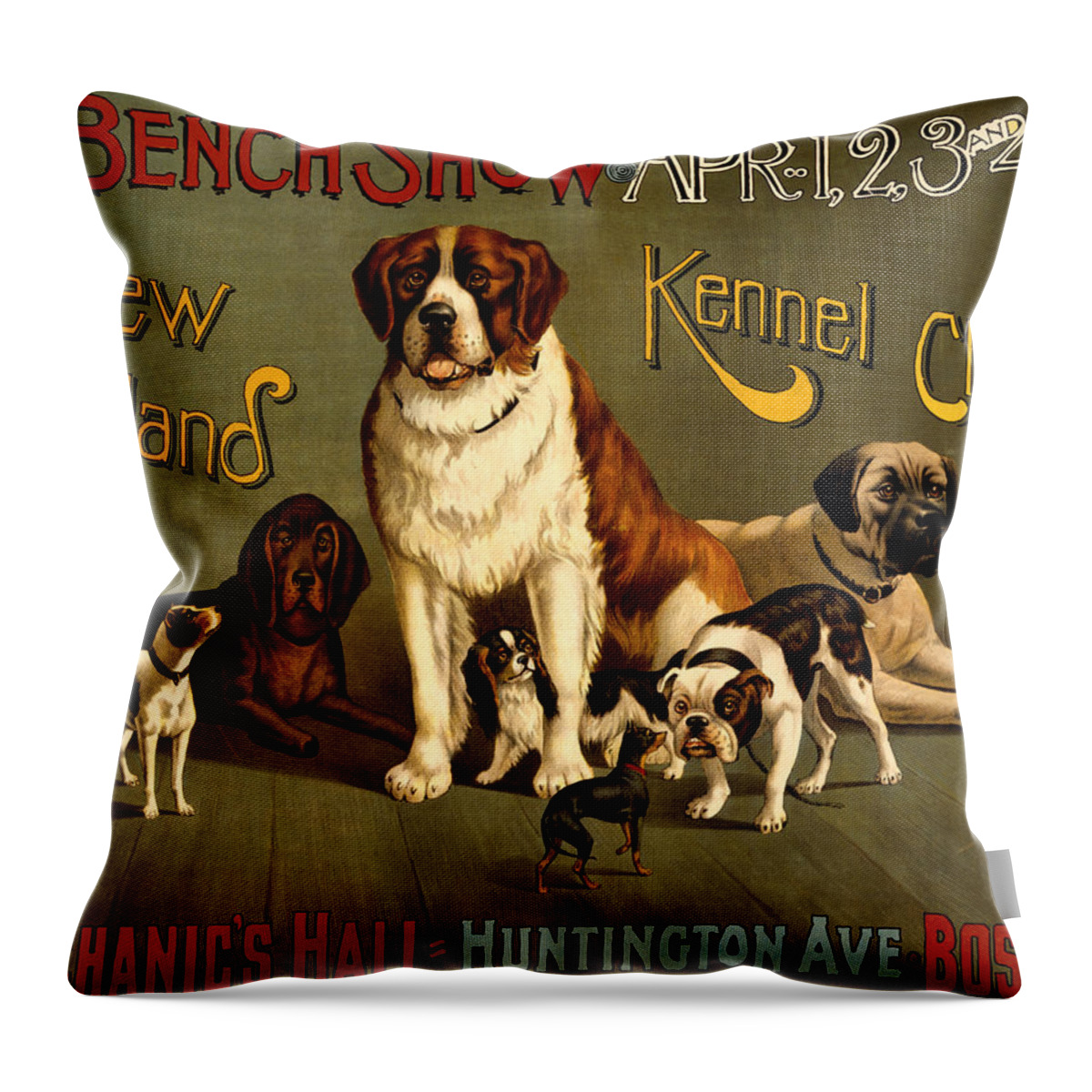 New England Throw Pillow featuring the digital art Kennel Club by Mindy Zimmerman