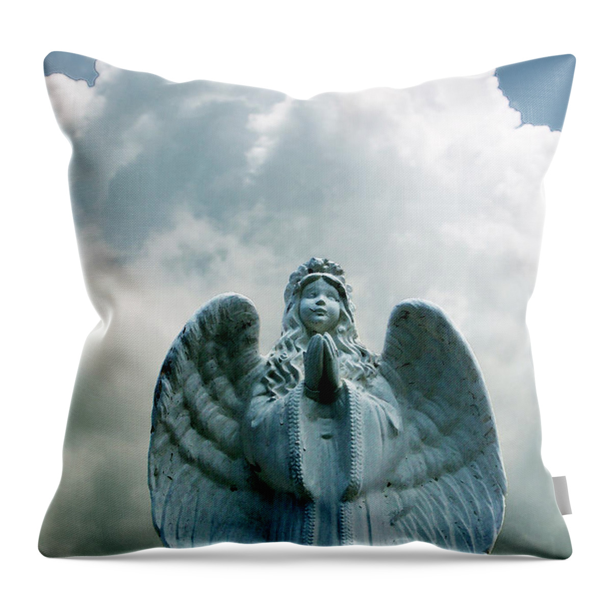 Angel Throw Pillow featuring the pyrography Key West Angel #5 by Susan Vineyard