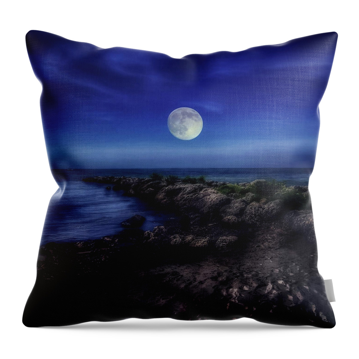 Moon Throw Pillow featuring the photograph Key West Moonrise by Brenda Wilcox aka Wildeyed n Wicked