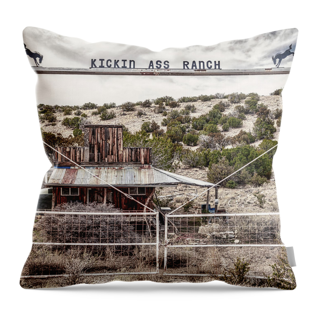 Architecture Throw Pillow featuring the photograph Kickin Ass Ranch by Robert FERD Frank